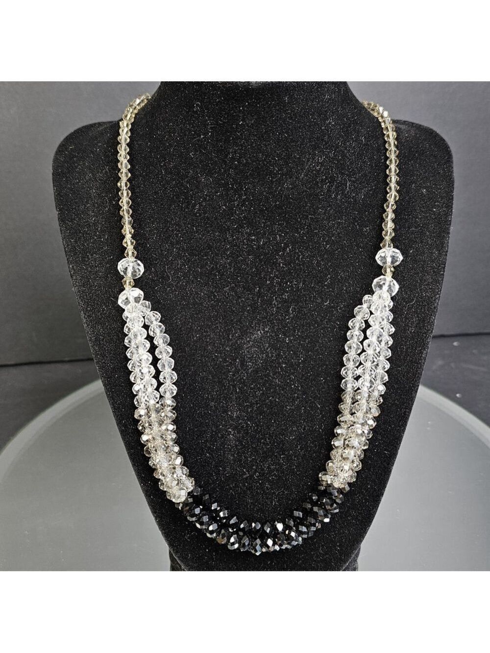 Glass Beaded Tri Tone 22inch Necklace With Glass Drop Earrings Womens Gorgeous